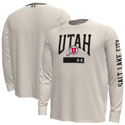  Utah Utes Under Armour Gameday Motion Heavyweight Long Sleeve T-Shirt - Cream