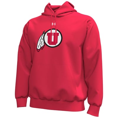  Utah Utes Under Armour Core Icon Fleece Pullover Hoodie - Red