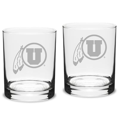 Utah Utes 2-Piece 14oz. Classic Double Old-Fashioned Glass Set