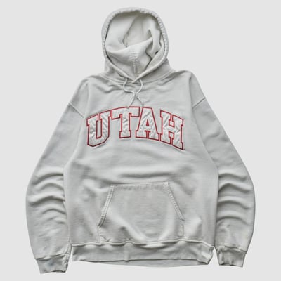 Utah Utes Champion 2000s Hooded Pullover Sweatshirt - White - XXS by Fanatics Real Vintage