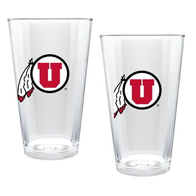 Utah Utes Two-Piece 16oz. Double Play Pint Glass Set