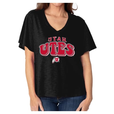  Utah Utes Women's Fawn Flutter Sleeve T-Shirt - Black