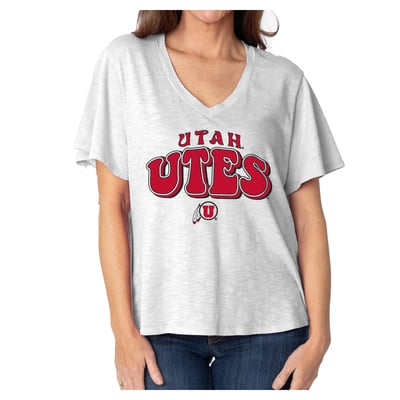  Utah Utes Women's Fawn Flutter Sleeve T-Shirt - White