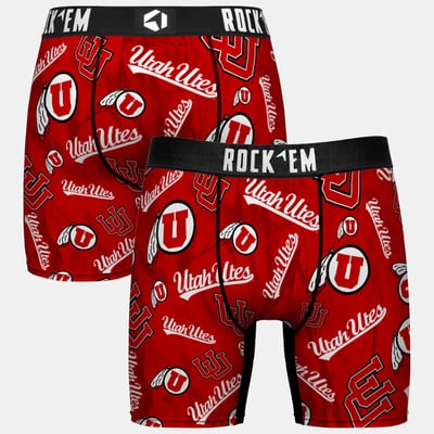  Utah Utes Rock Em Youth All Over Logo Boxer Briefs - Red
