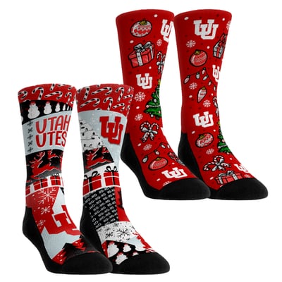 Utah Utes Rock Em Socks Youth Holiday Remix Crew Socks Two-Pack