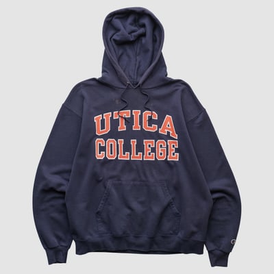 Utica Pioneers Champion 2000s Hooded Pullover Sweatshirt - Navy - L by Fanatics Real Vintage