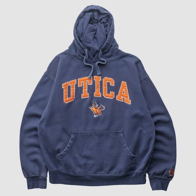 Utica Pioneers Old Varsity Brand 2010s Hooded Pullover Sweatshirt - Navy - S by Fanatics Real Vintage