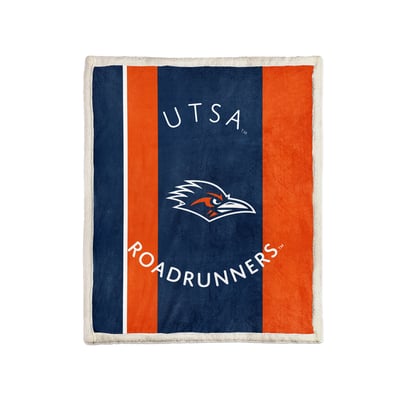 UTSA Roadrunners Pegasus Block Stripe 60" x 80" Ultra Cozy Sherpa Blanket