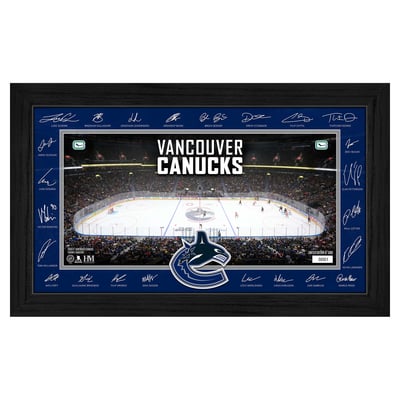 Vancouver Canucks Highland Mint Limited Edition 2026–27 Facsimile Signature 12" x 20" Rink Framed Photo