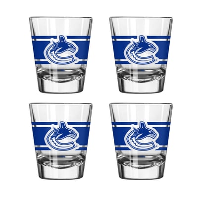 Vancouver Canucks Logo Brands Four-Piece Stripe Shot Glass Set