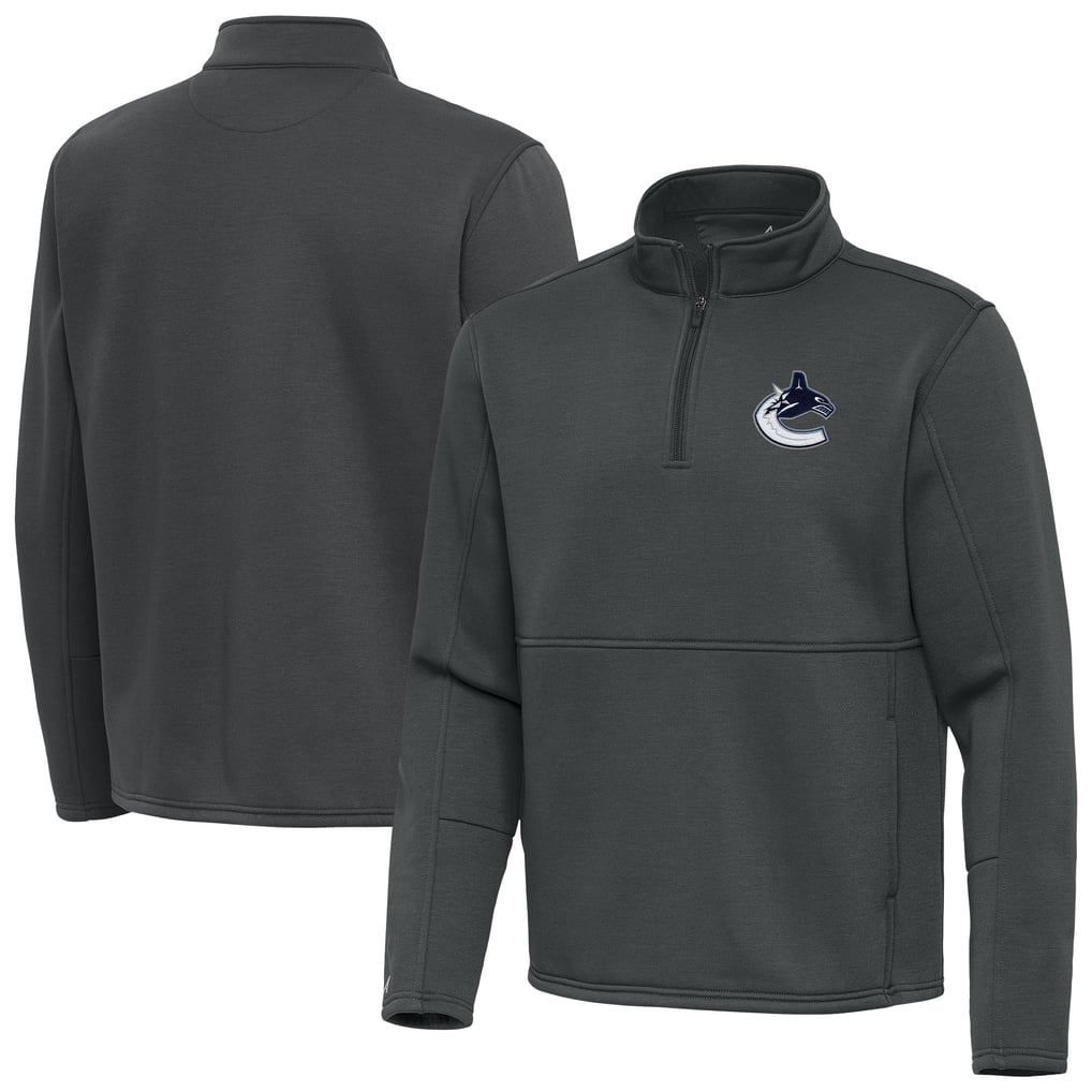 Vancouver Canucks Antigua Twist Quarter-Zip Pullover Jacket - Pewter