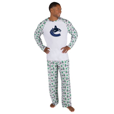 Vancouver Canucks Concepts Sport Frostbite Holiday Pajama Set - White
