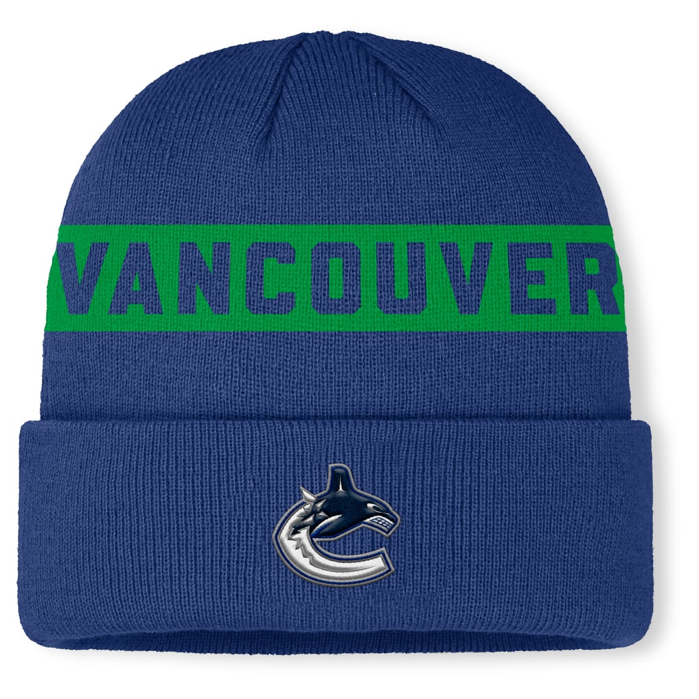 Men's Vancouver Canucks Fanatics Blue Authentic Pro Rink Cuffed Knit Hat