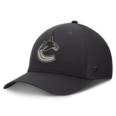 Vancouver Canucks Fanatics Authentic Pro Road Meshback Stretch Hat - Charcoal