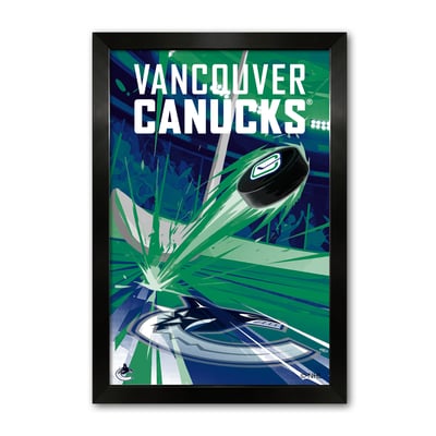 Vancouver Canucks 27" x 39" Framed Hockey Puck Blast Art Print