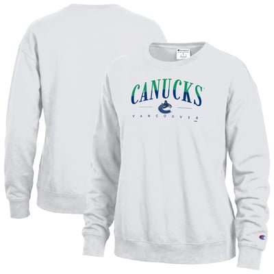 Vancouver Canucks Champion Women's  Split Color Text Sweatshirt - White