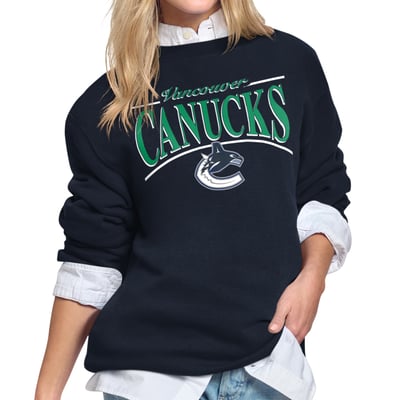 Vancouver Canucks Starter Women's Arch Stripe Fleece Sweatshirt - Navy