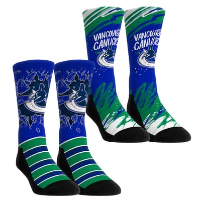  Vancouver Canucks Rock Em Youth Ice Breaker Two-Pack Crew Socks Set - Blue
