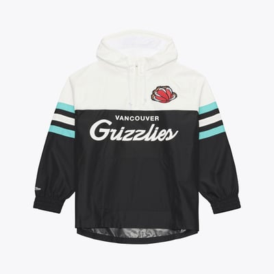  Vancouver Grizzlies Mitchell & Ness Hardwood Classics Head Coach Lightweight Anorak Quarter-Zip Windbreaker - Black