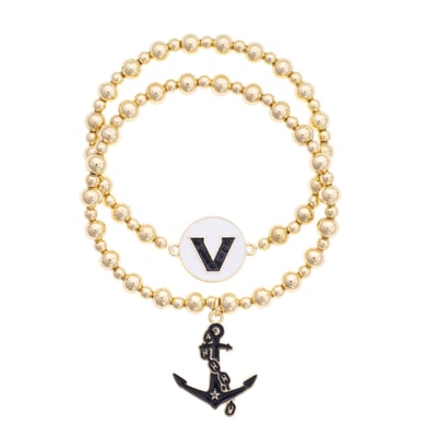 Vanderbilt Commodores CANVAS Style Stretch Ball Bead Bracelet Set of Two