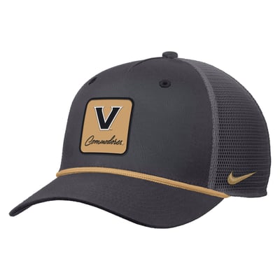  Vanderbilt Commodores Nike Primetime Logo Script Rise Rope Trucker Adjustable Hat - Anthracite