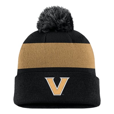Vanderbilt Commodores Nike Primetime Logo Stripe Knit Hat with Pom - Black