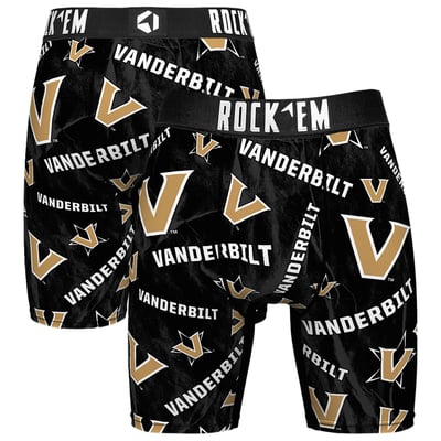  Vanderbilt Commodores Rock Em All Over Logo Boxer Briefs - Black