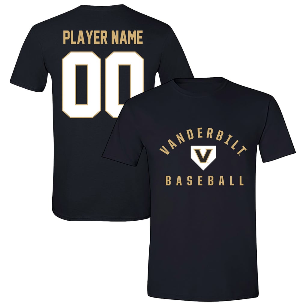 Vanderbilt Commodores Unisex Collegiate Baseball T-Shirt - Black