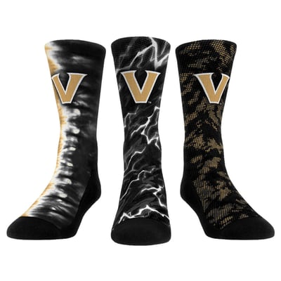 Vanderbilt Commodores Rock Em Unisex Three-Piece Team Tones Crew Socks Set
