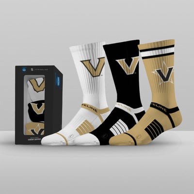 Vanderbilt Commodores Strideline Unisex Premium 3-Pack Knit Crew Socks Set