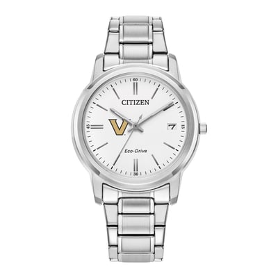 Vanderbilt Commodores Citizen Watch Women's Eco-Drive White Dial Stainless Steel Watch - Silver