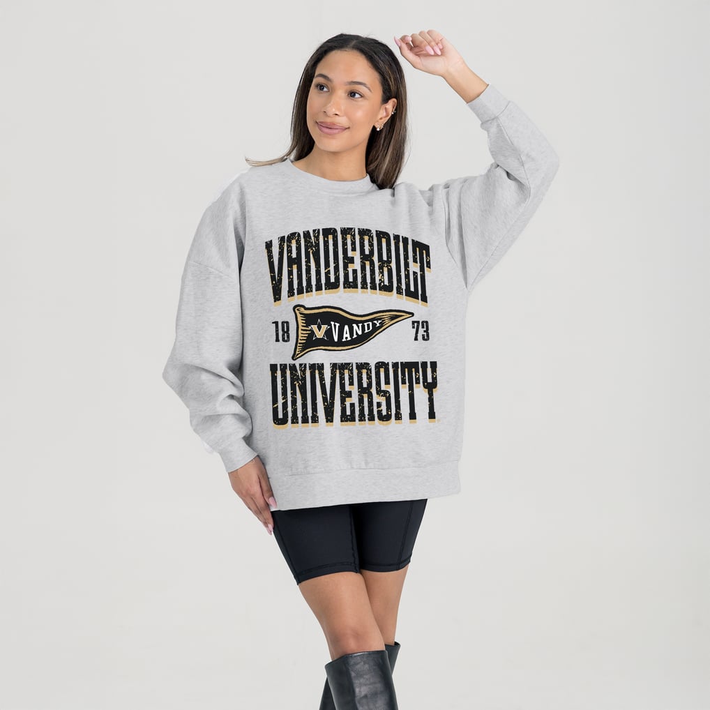Vanderbilt Commodores Gameday Couture Women's Oversized Pennant Pride Premium Fleece Sweatshirt - Ash