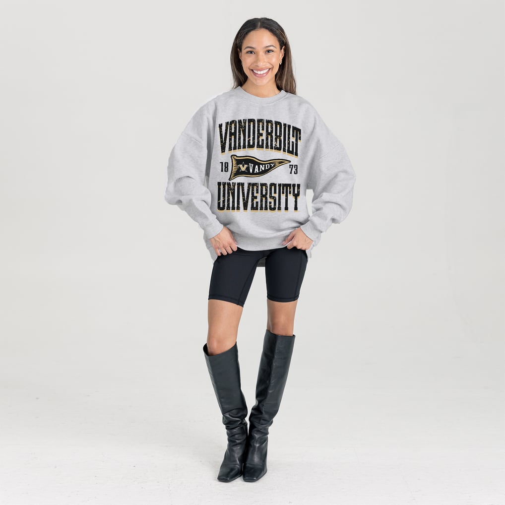 Vanderbilt Commodores Gameday Couture Women's Oversized Pennant Pride Premium Fleece Sweatshirt - Ash