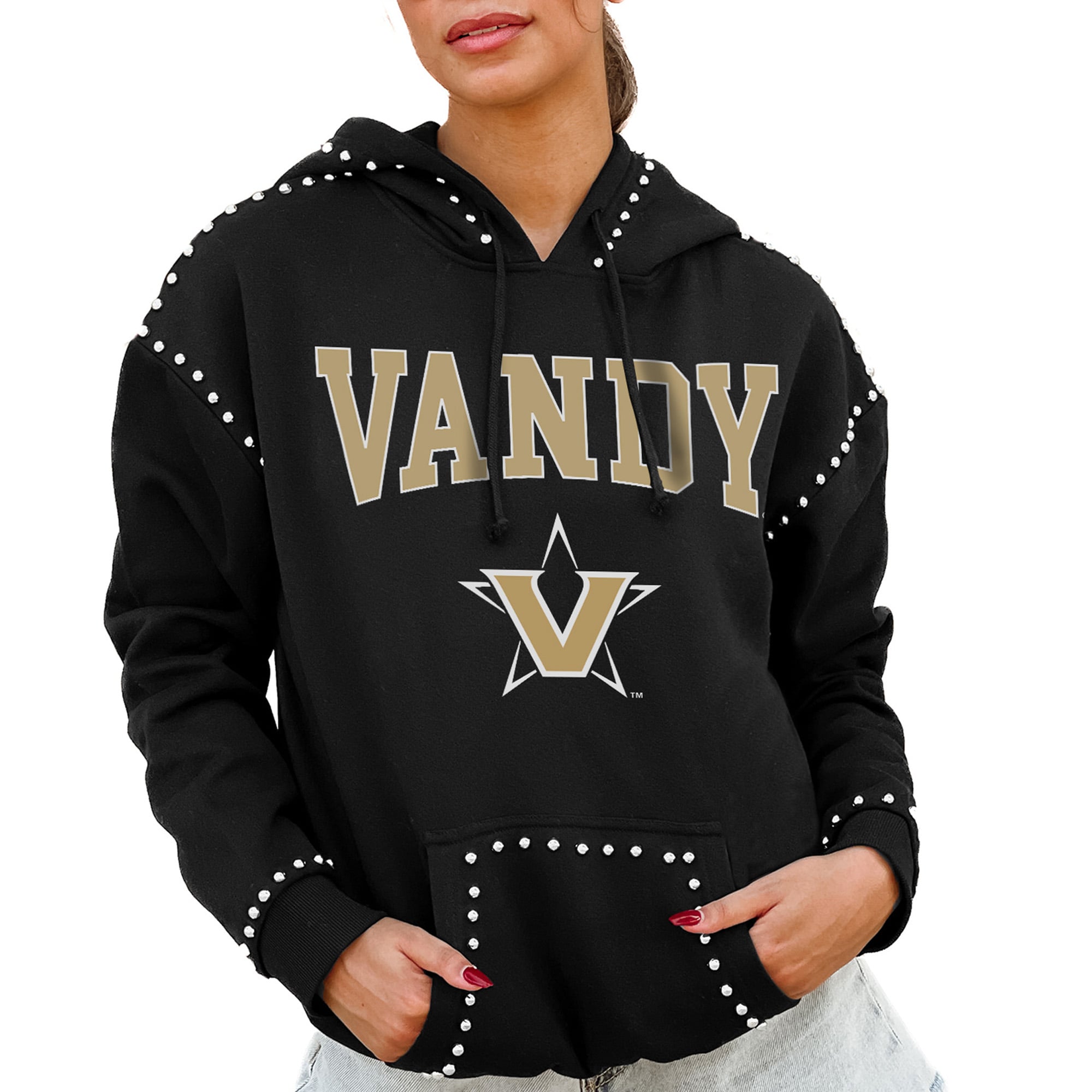 Vanderbilt Commodores Gameday Couture Women's Studded Pullover Hoodie - Black