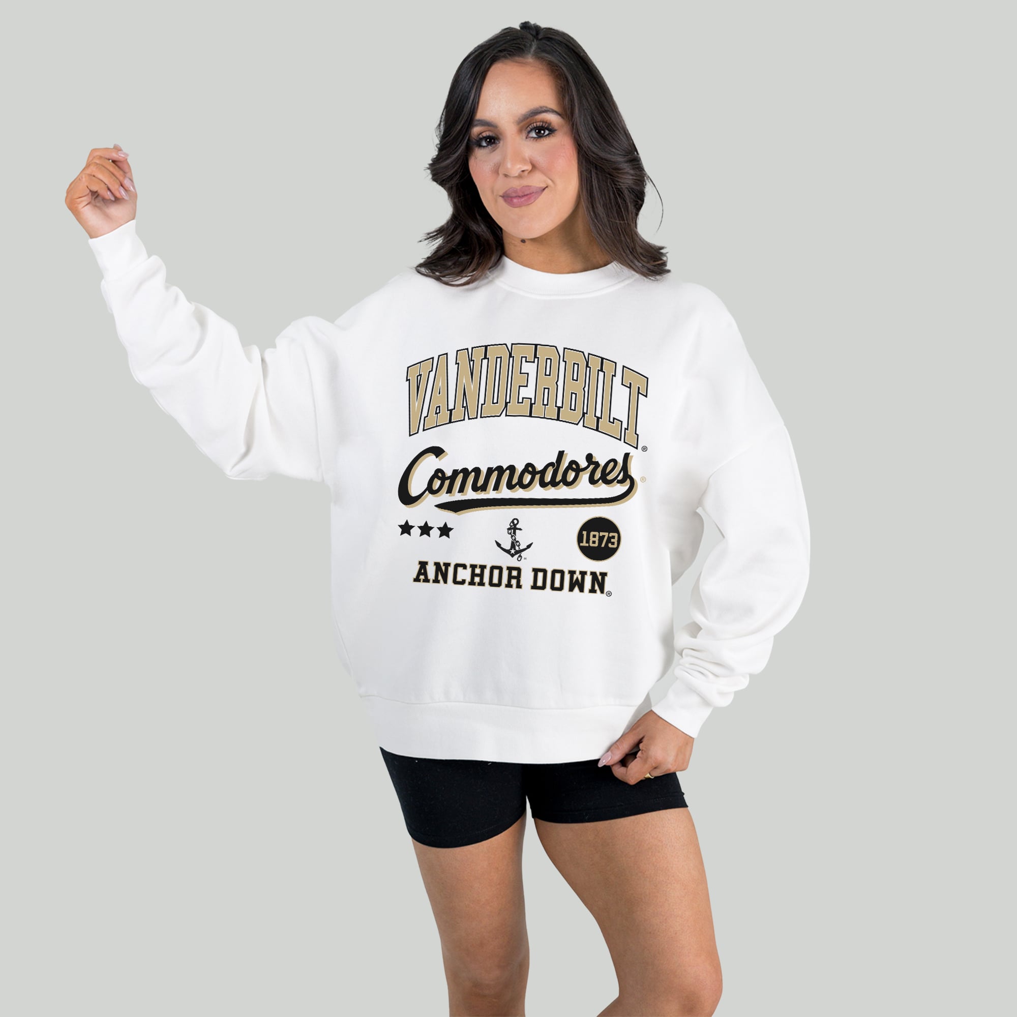 Women's Gameday Couture White Vanderbilt Commodores All We've Got Premium Fleece Drop Shoulder Pullover Sweatshirt