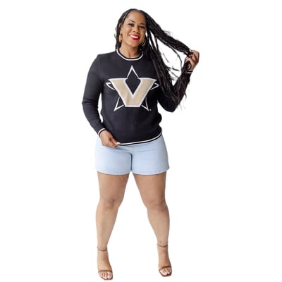  Vanderbilt Commodores Gameday Social Women's Intarsia Mascot Sweater - Black