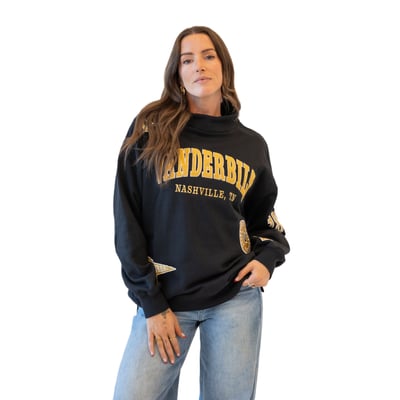 Vanderbilt Commodores Gameday Social Women's Patch Mockneck Sweatshirt - Black
