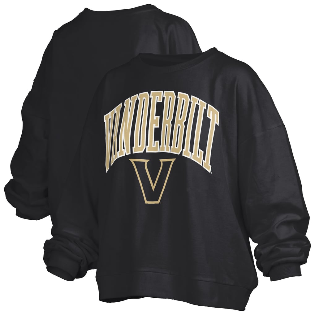 Vanderbilt Commodores Pressbox Women's Oversized Janise Arch Over Logo Fleece Sweatshirt - Black