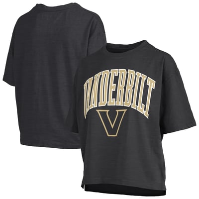 Vanderbilt Commodores Pressbox Women's Oversized Nelson Arch Over Logo Slub T-Shirt - Black