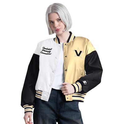 Vanderbilt Commodores Starter Women's Game On Full Snap Varsity Jacket - Black/Gold