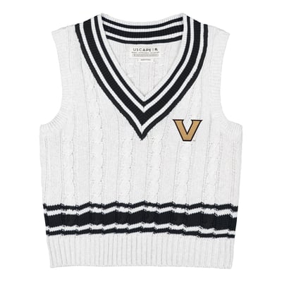  Vanderbilt Commodores Uscape Apparel Women's Renew Cable V-Neck Vest Sweater - Ash