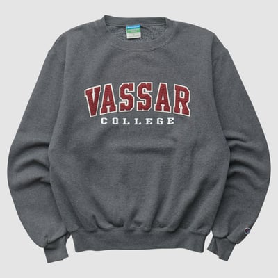 Vassar College Brewers Champion 2010s Pullover Sweatshirt - Dark Heather Gray - XXS by Fanatics Real Vintage