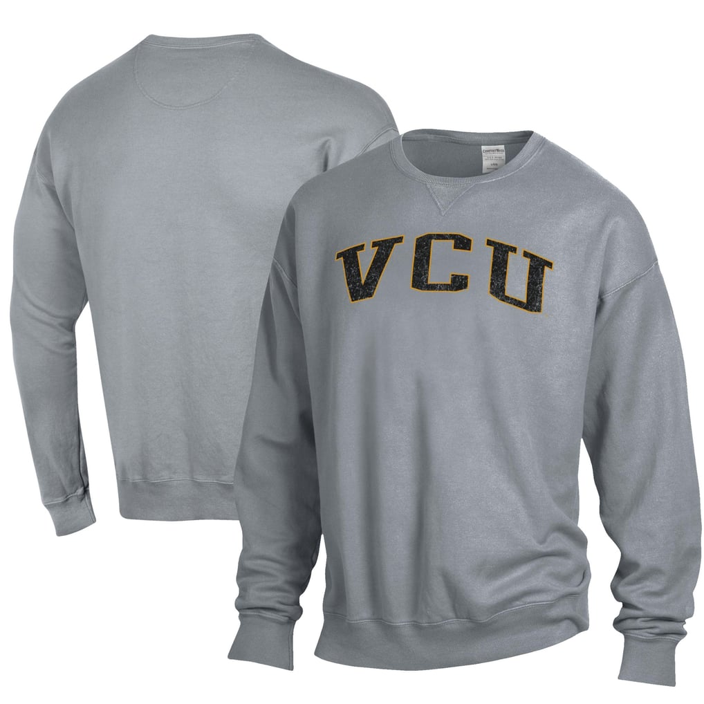 VCU Rams ComfortWash Garment Dyed Fleece Crewneck Pullover Sweatshirt - Gray