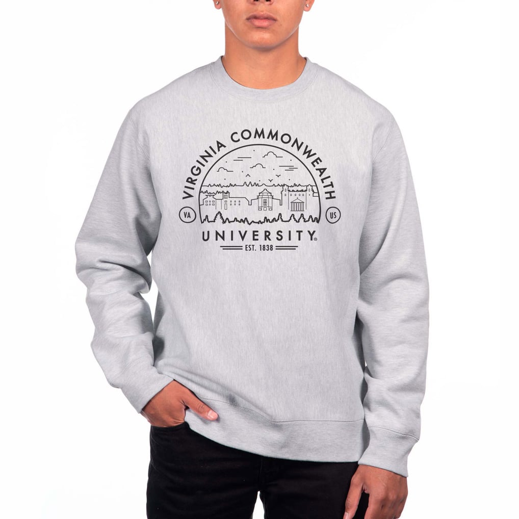 VCU Rams Uscape Apparel Premium Heavyweight Crew Neck Sweatshirt - Gray