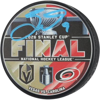 Jack Eichel Vegas Golden Knights Autographed Fanatics Authentic 2026 Stanley Cup Final Dueling Matchup Hockey Puck