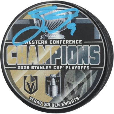 Jack Eichel Vegas Golden Knights Autographed Fanatics Authentic 2026 Western Conference Champions Hockey Puck