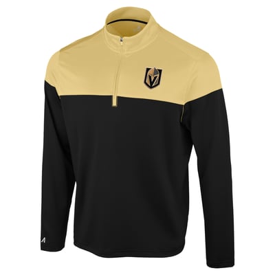 Vegas Golden Knights Antigua Hinder Quarter-Zip Pullover - Black/Gold