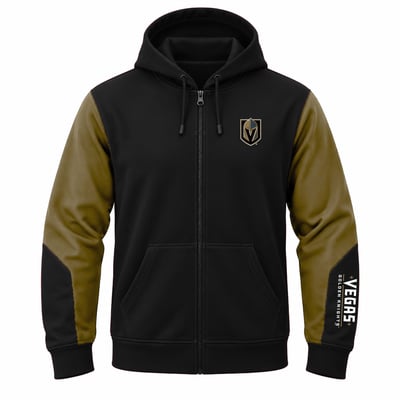  Vegas Golden Knights Fanatics Big & Tall Colorblock Full-Zip Fleece Hoodie - Black