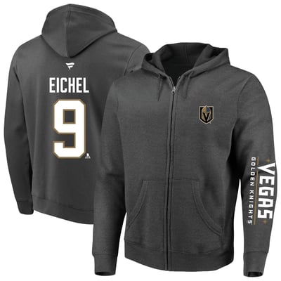 Jack Eichel Vegas Golden Knights Fanatics Big & Tall Full-Zip Player Hoodie - Charcoal