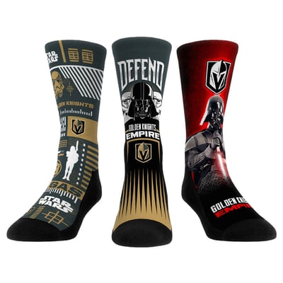  Vegas Golden Knights Rock Em Unisex Star Wars Three-Pack Crew Socks Set - Gray